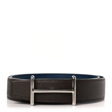 HERMES Epsom 32mm Idem Belt 85 34 Chocolate Bleu De 